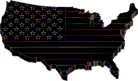 America Flag Map Perspective Outline Chromatic