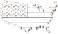 America Flag Map Perspective Outline Chromatic No BG