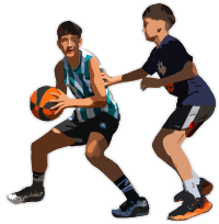 Two Kids Play Basketball