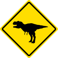 Dinosaur Crossing Caution Sign