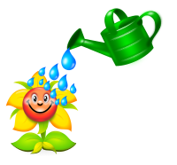 Watering Can with Happy Flower