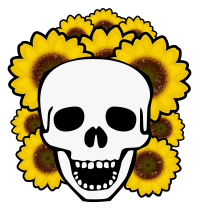 Skull with Sunflowers