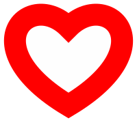 Thick red outlined white heart