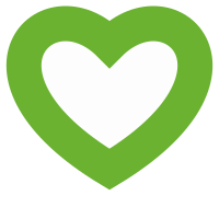 white heart green border