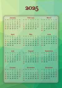 Green 2025 Calendar