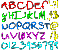 Alphabet bojarksi font colorful