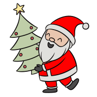 Santa Claus with a Christmas Tree Cartoon