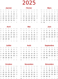 Calendrier 2025