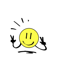 smiley face with peace signs gesture