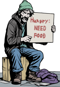 Homeless Guy Holding Hungry Sign