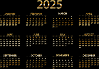2025 Calendar Gold