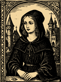 Medieval woodcut witch