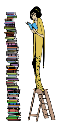 Lady and Stack of Books - Colour Remix