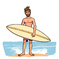 Surfer Holding his Surfboard 1