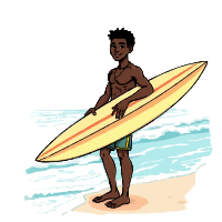 Surfer Holding his Surfboard 2