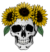 Sunflowers and a Skull