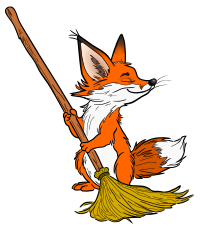 Fox with broom