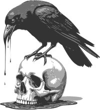 Raven on skull
