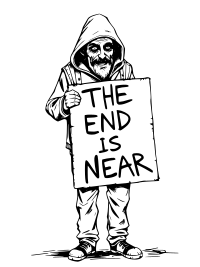 Man with End is Near Sign