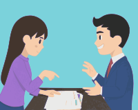 A man interview a girl
