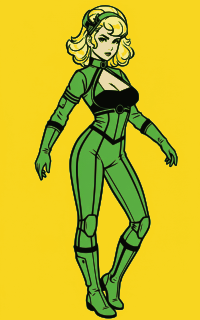 Retro Scifi Girl Blonde with Green Outfit