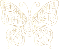 Music Butterfly Vectorized Line Art Gold No BG