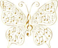 Music Butterfly Vectorized Gold No BG