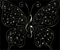 Music Butterfly Vectorized Lacquered Chrome