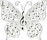 Music Butterfly Vectorized Lacquered Chrome No BG