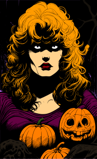 Woman with pumpkins remix