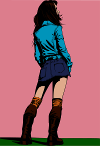 Woman in short skirt and boots remix