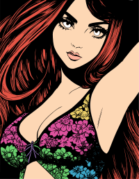 Woman in flower dress remix