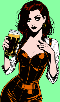 Goth woman holding beer remix