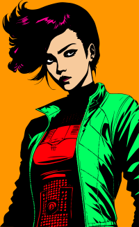 Cyberpunk woman in the city remix