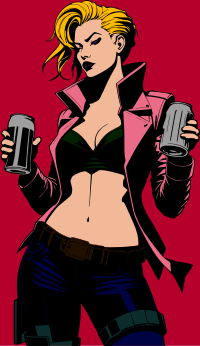 Cyberpunk woman with beer remix