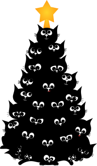 Black cats Christmas tree