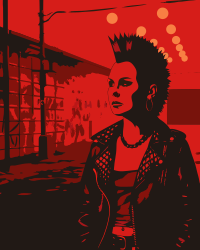 Punk woman in leather jacket