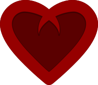 Red heart frame with dark red middle