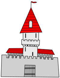 Cartoon Grey and Red Castle