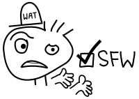 Weirded Out Cartoon Face Pointing Out a Checked SFW Checkbox 