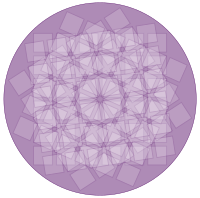 bcp de carrés dans un cercle / many squares in a circle
