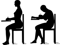 2 women sitting exams posture silhouette