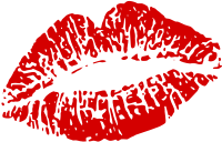 Red lips kiss print angle 15 degrees