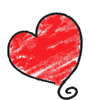 Red heart doodle with 18 colors