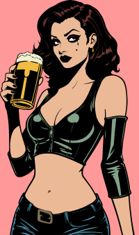 Goth woman with beer remix