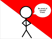 Motivational stickfigure gives uplifting words