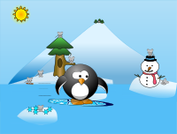 Surfing penguin