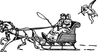 Cupid and couple in sleigh