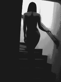 A woman on the stairs
