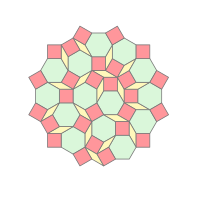 A tessellation includes square, rhombus and hexagon